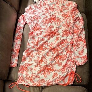Cabanalife Coral Print Long Sleeve Dress